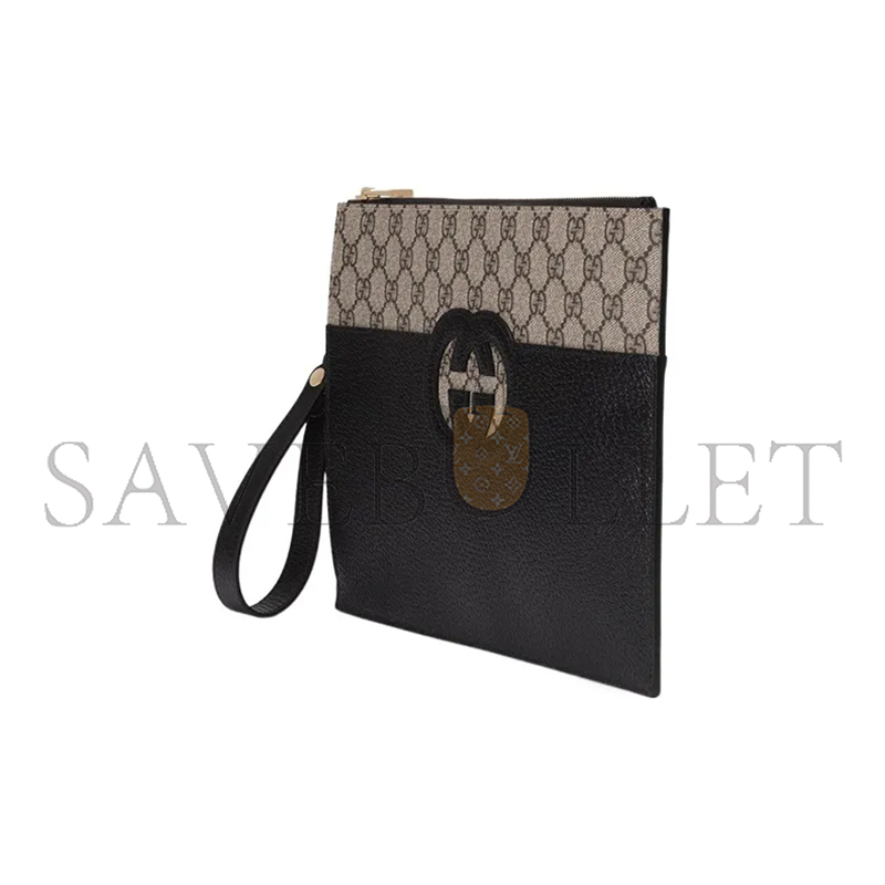 G*u*i canvas with leather clutch 723320 (30.5*21*1.5cm)
